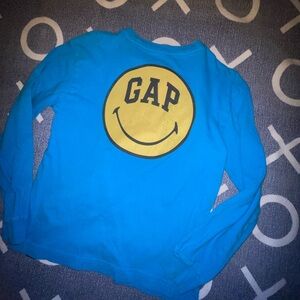 GAP Kids Blue Smiley Face Long Sleeve Shirt